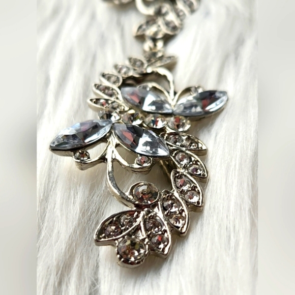 6" Women Bridal Cubic Zirconia Hair Clip x2, Silver Floral Barette, Wedding - Picture 2 of 12